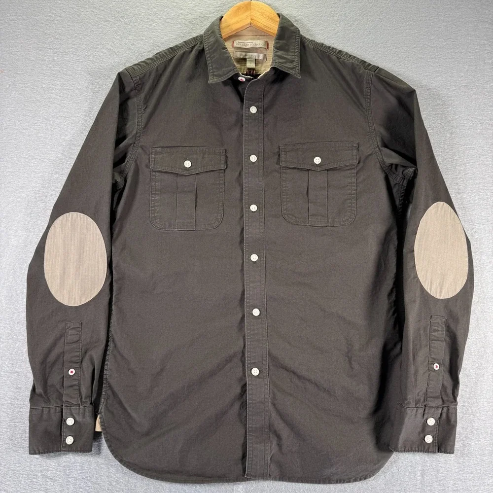 Banana Republic Heritage Collection Button Up Shirt Mens Small Brown Elbow Patch